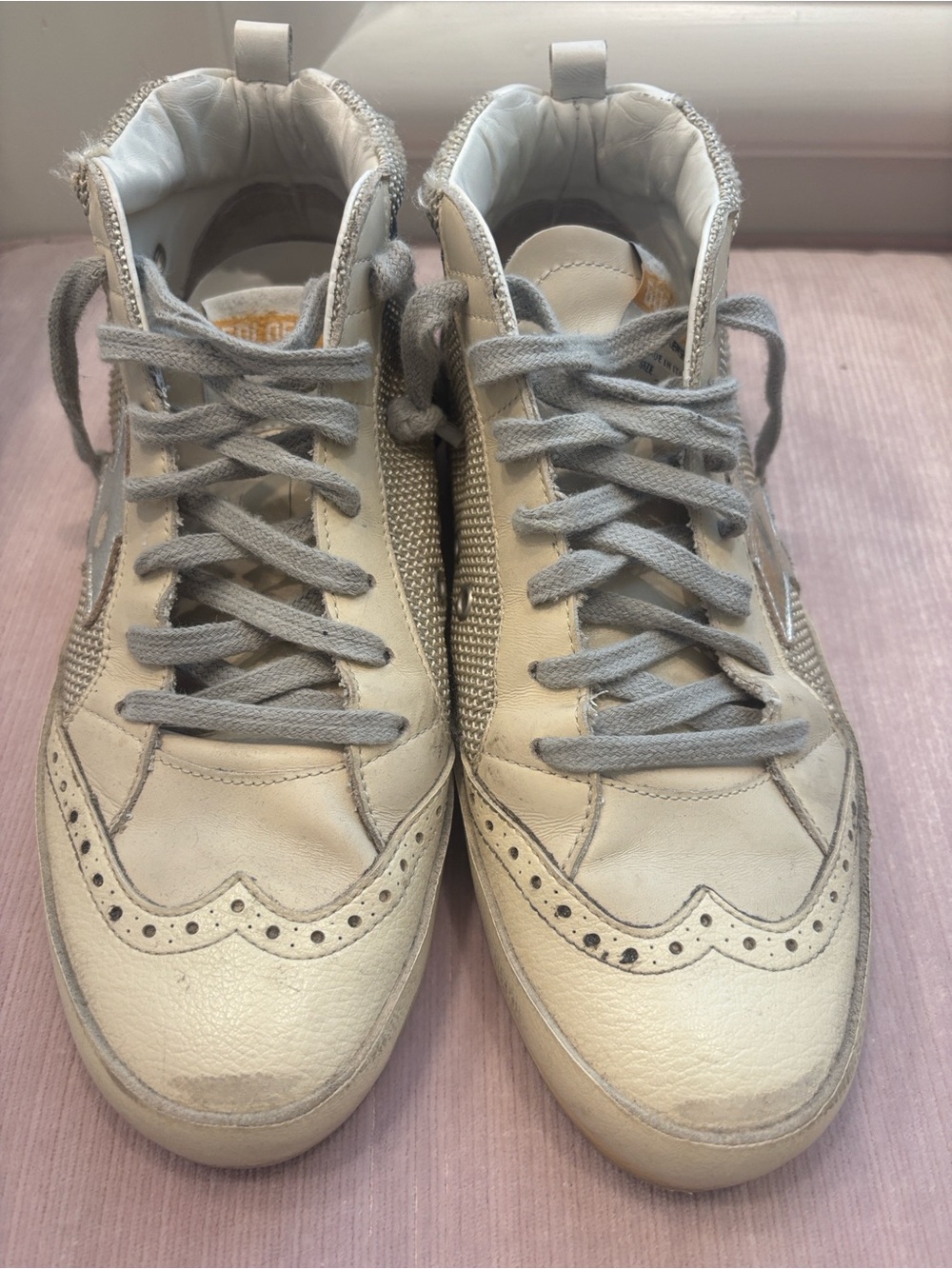 Golden Goose Women's High-Top Sneakers in Cream and Light Gray
